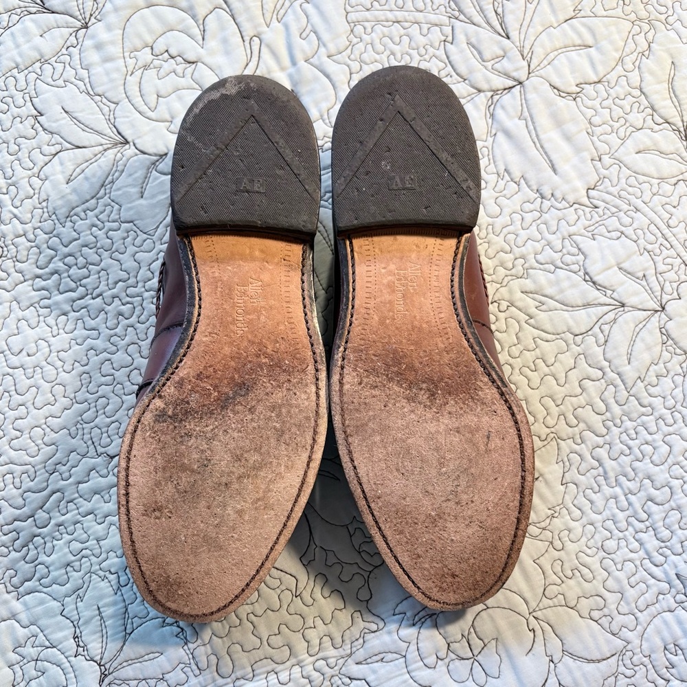 ♨️Allen Edmonds Cody Leather Loafers Woven Vamp and Fringe Kiltie Men’s 9.5🧡 - Picture 11 of 12